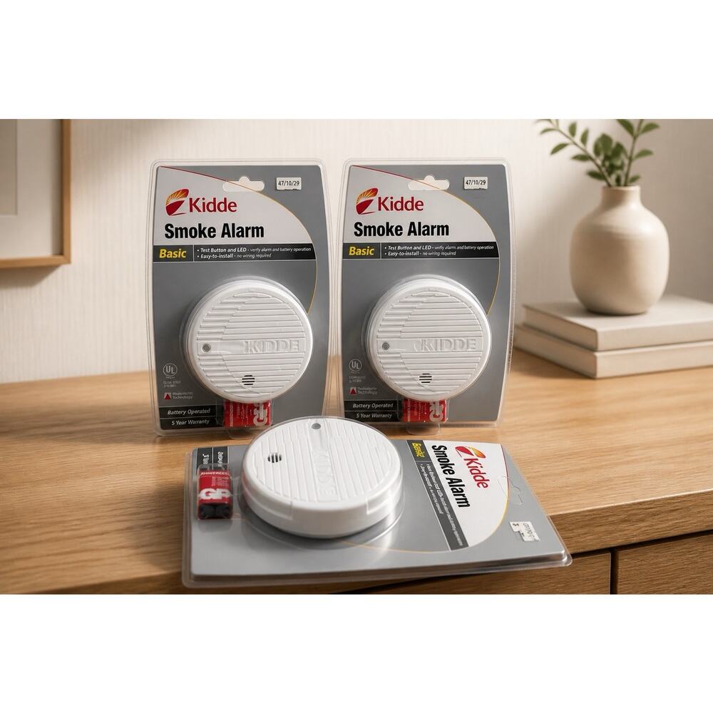 Kidde Basic Smoke Alarm, Model i9050 Battery Operated (3-PK BUNDLE) NEW / SEALED
